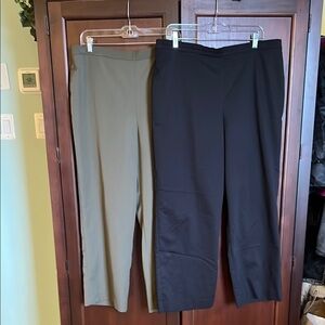 Black and Green Straight Leg Pants for Office Wear